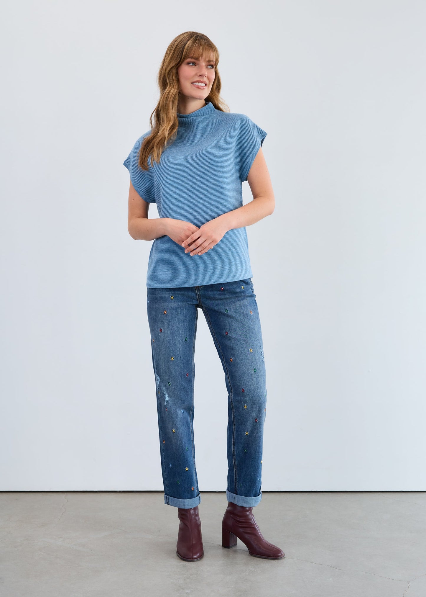 Ottoman Cap Sleeve Sweater