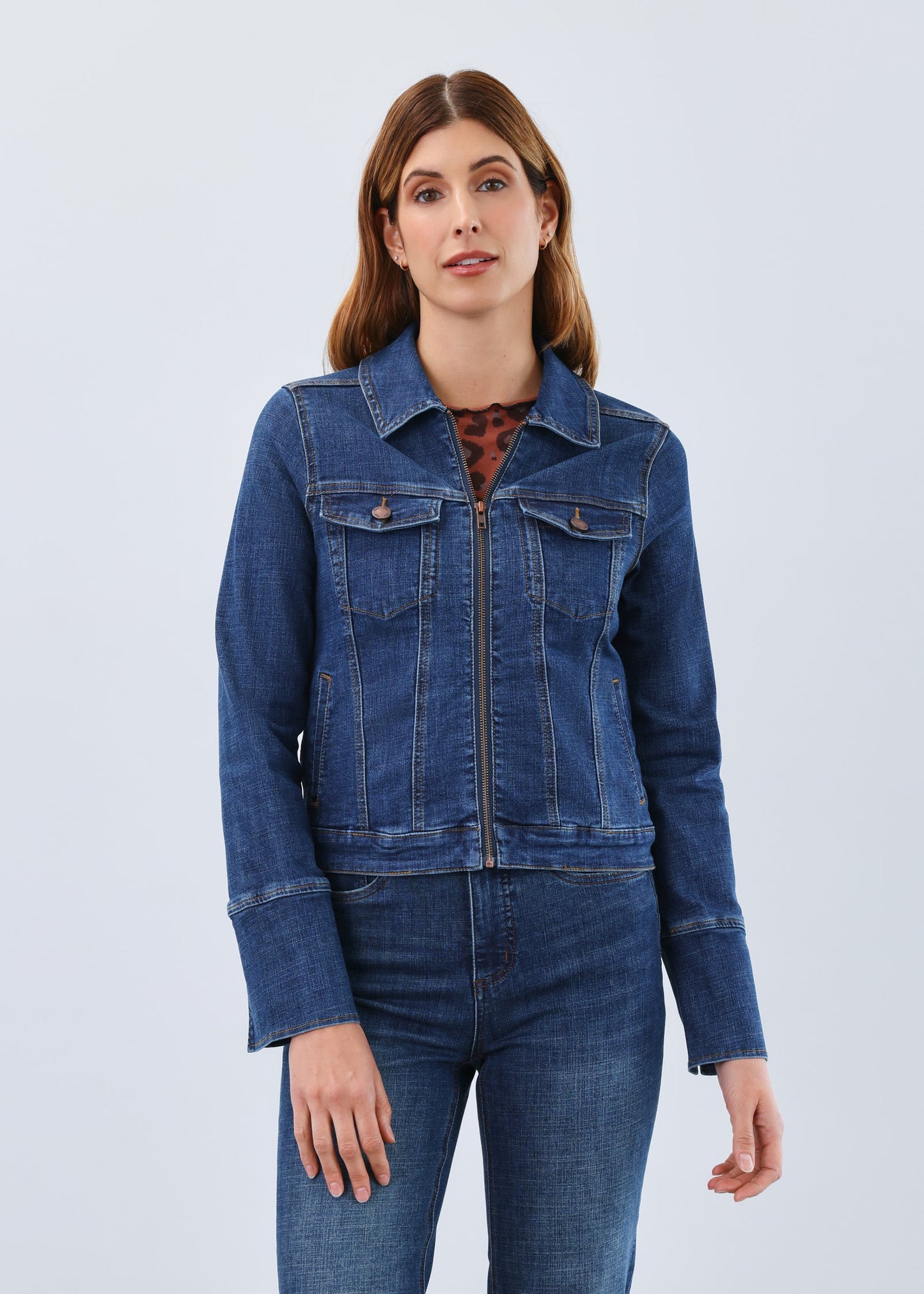 Denim Zip Front Jacket