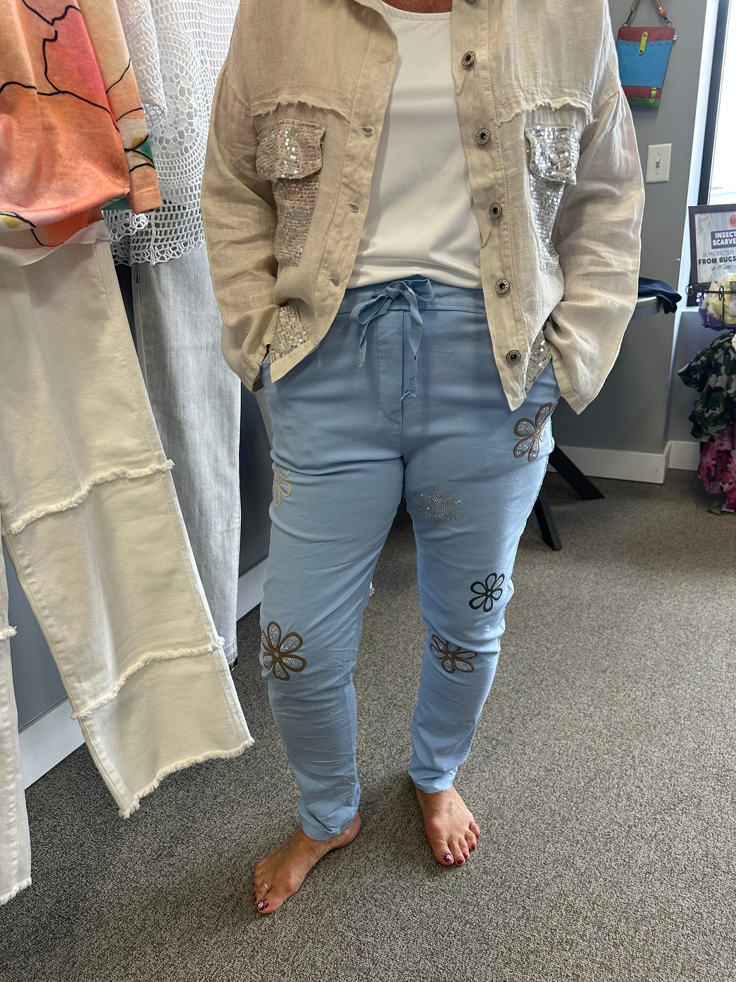 Sky Blue Flower Pant