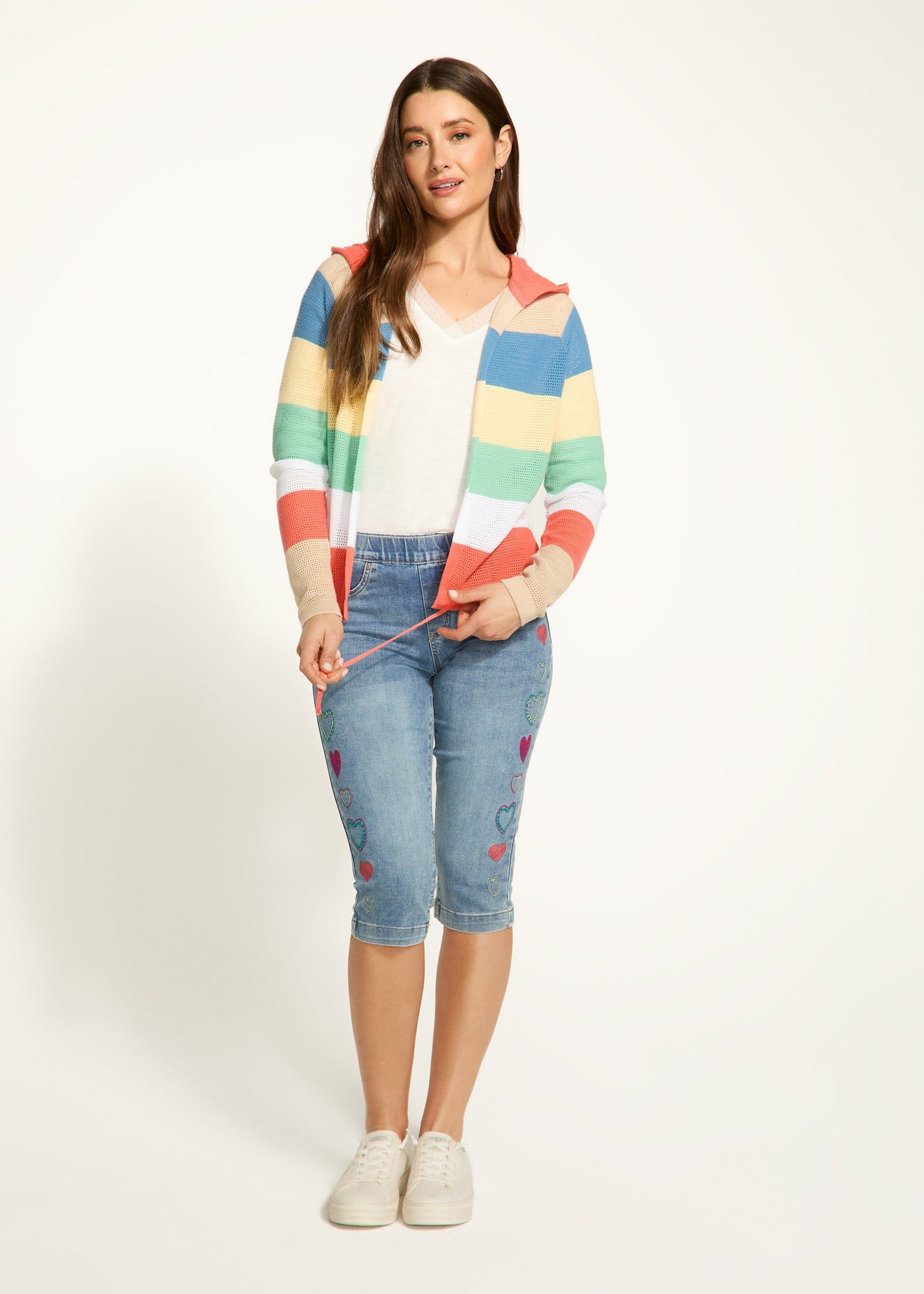 Striped Hooded Cardigan