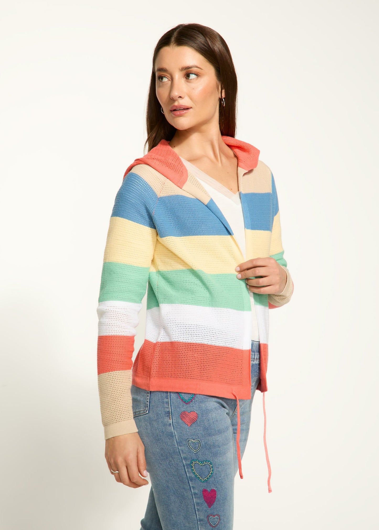 Striped Hooded Cardigan