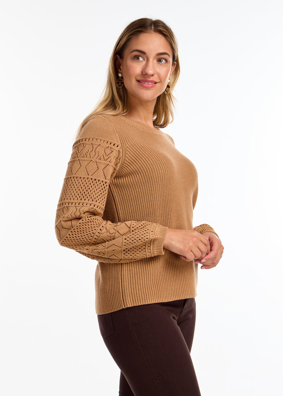 tan rust brown sweater, cute design