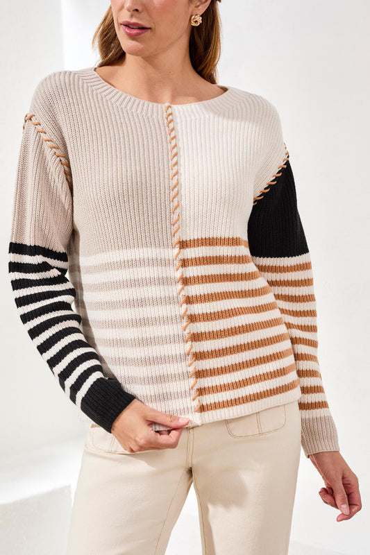 Multi Stripe Boat Neck