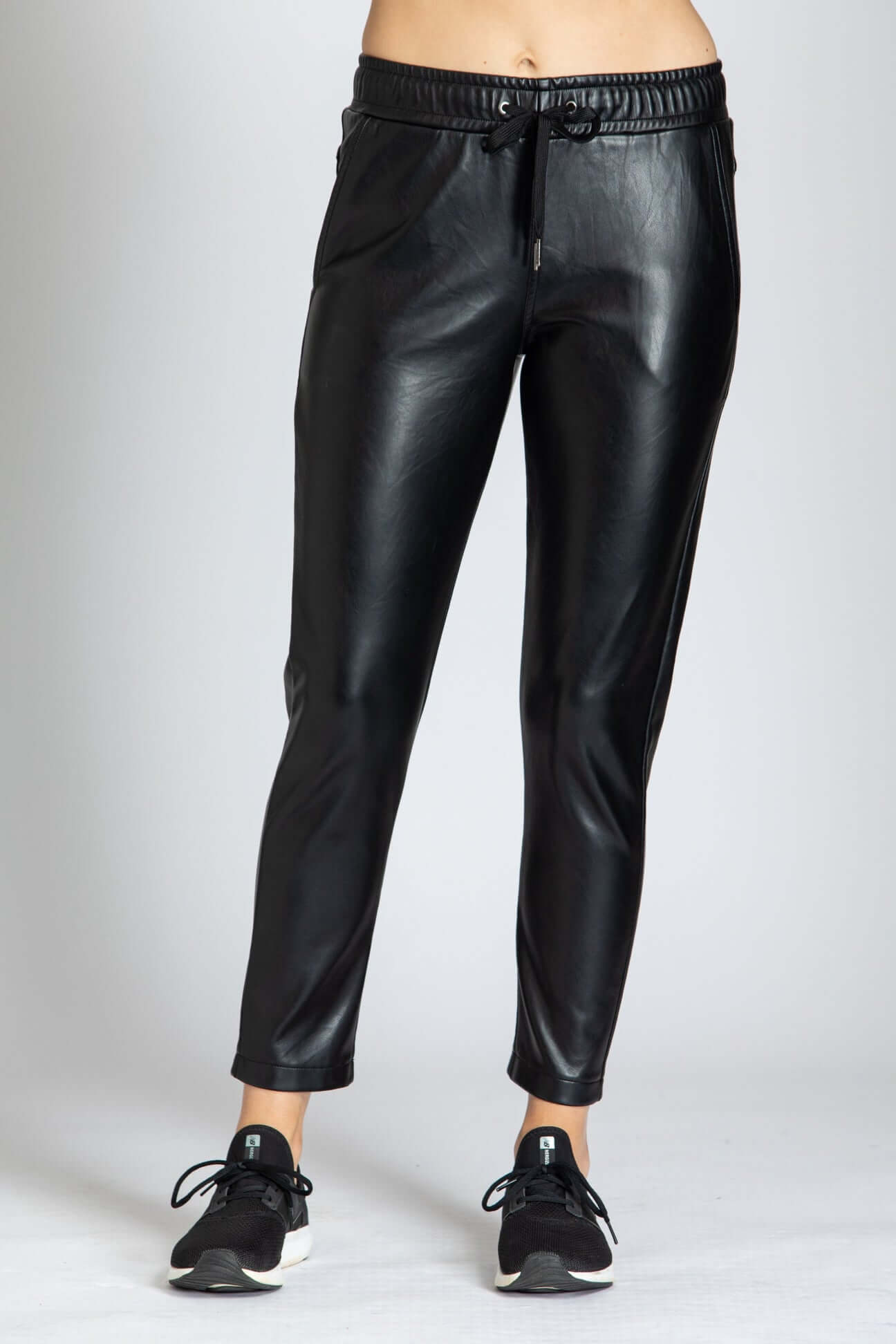 Pleather Black comfy Jogger Trousers
