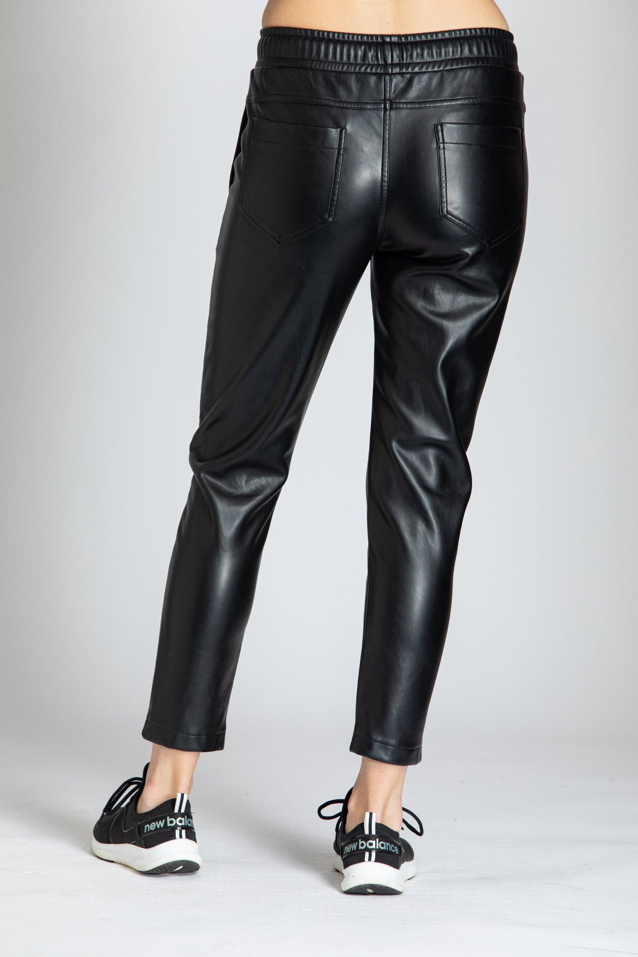 Pleather Black comfy Jogger Trousers