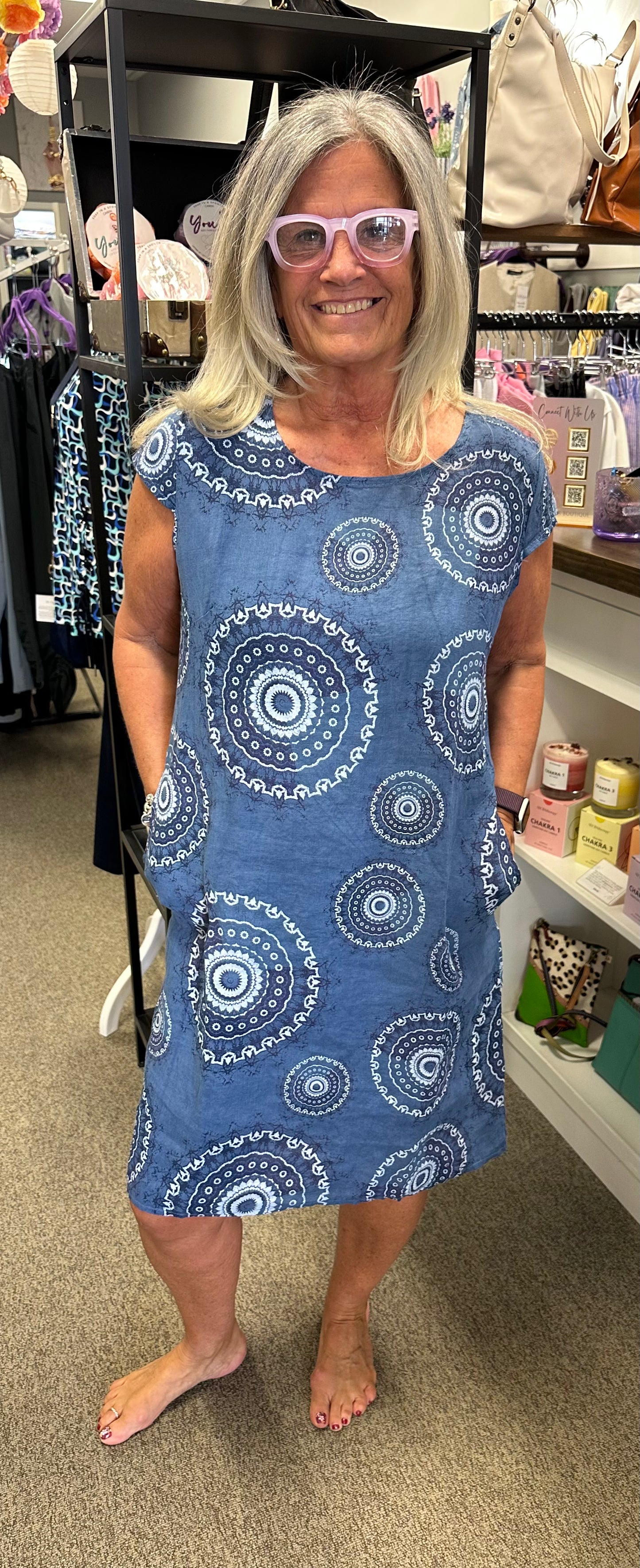 Linen Print Dress