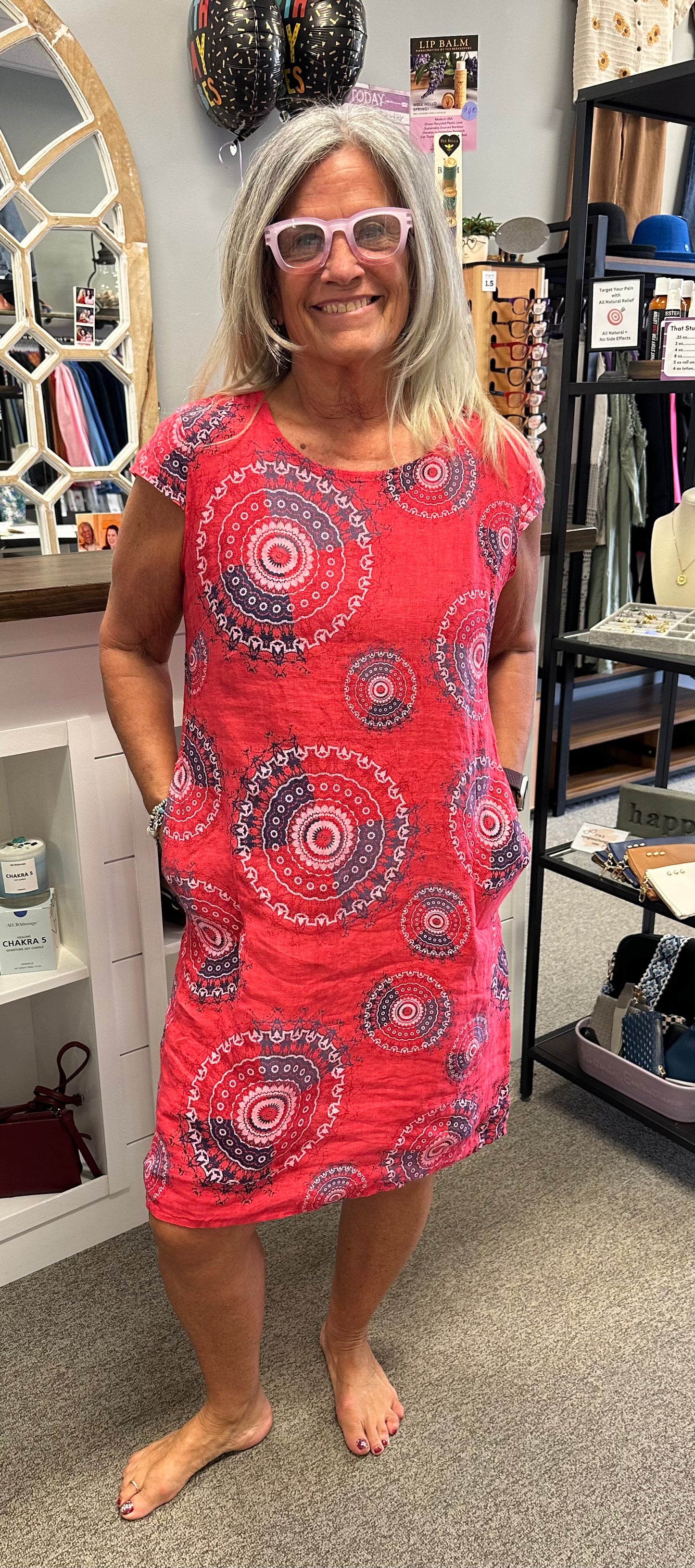 Linen Print Dress