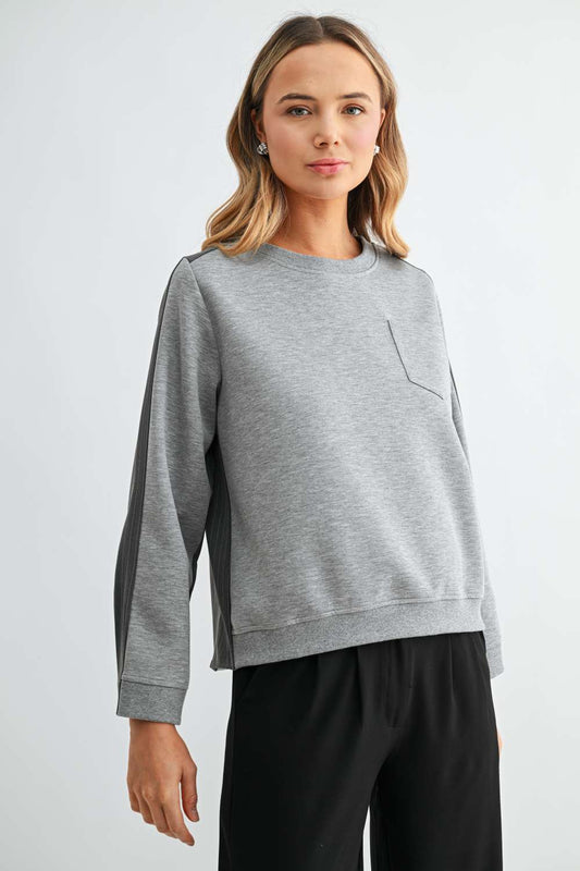 Karter Pinstripe Pleated Top