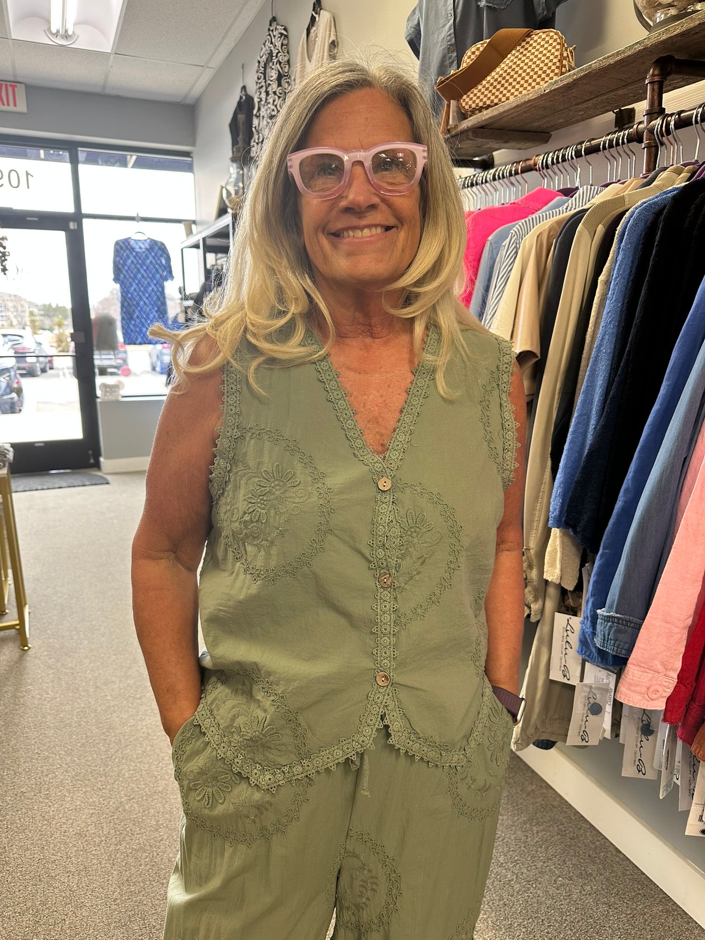 Sleeveless Embroidered Top