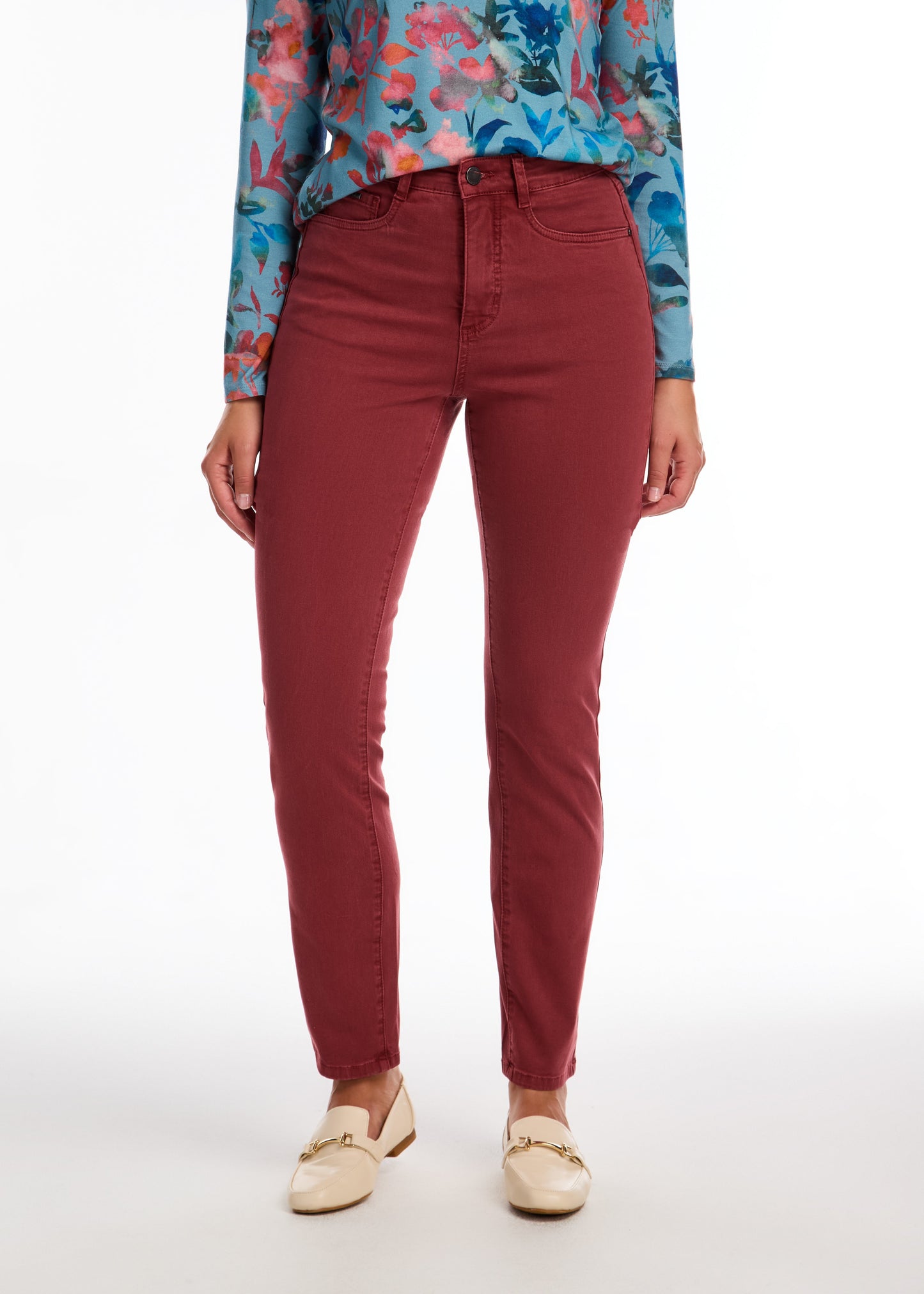 straight leg red deep red wine color denim jeans