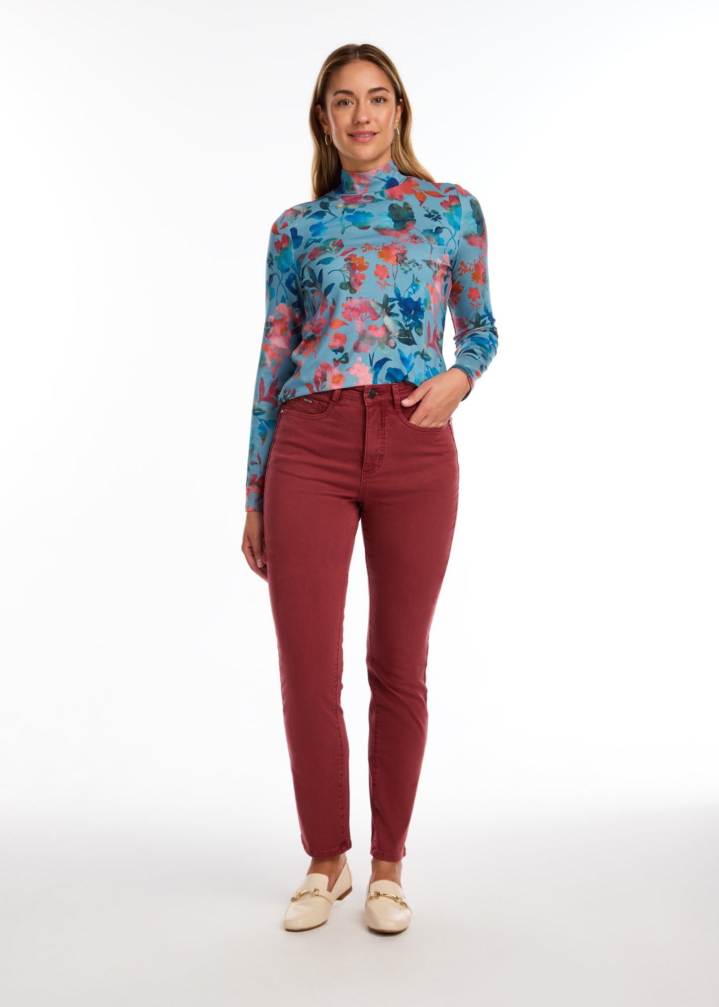 straight leg red deep red wine color denim jeans