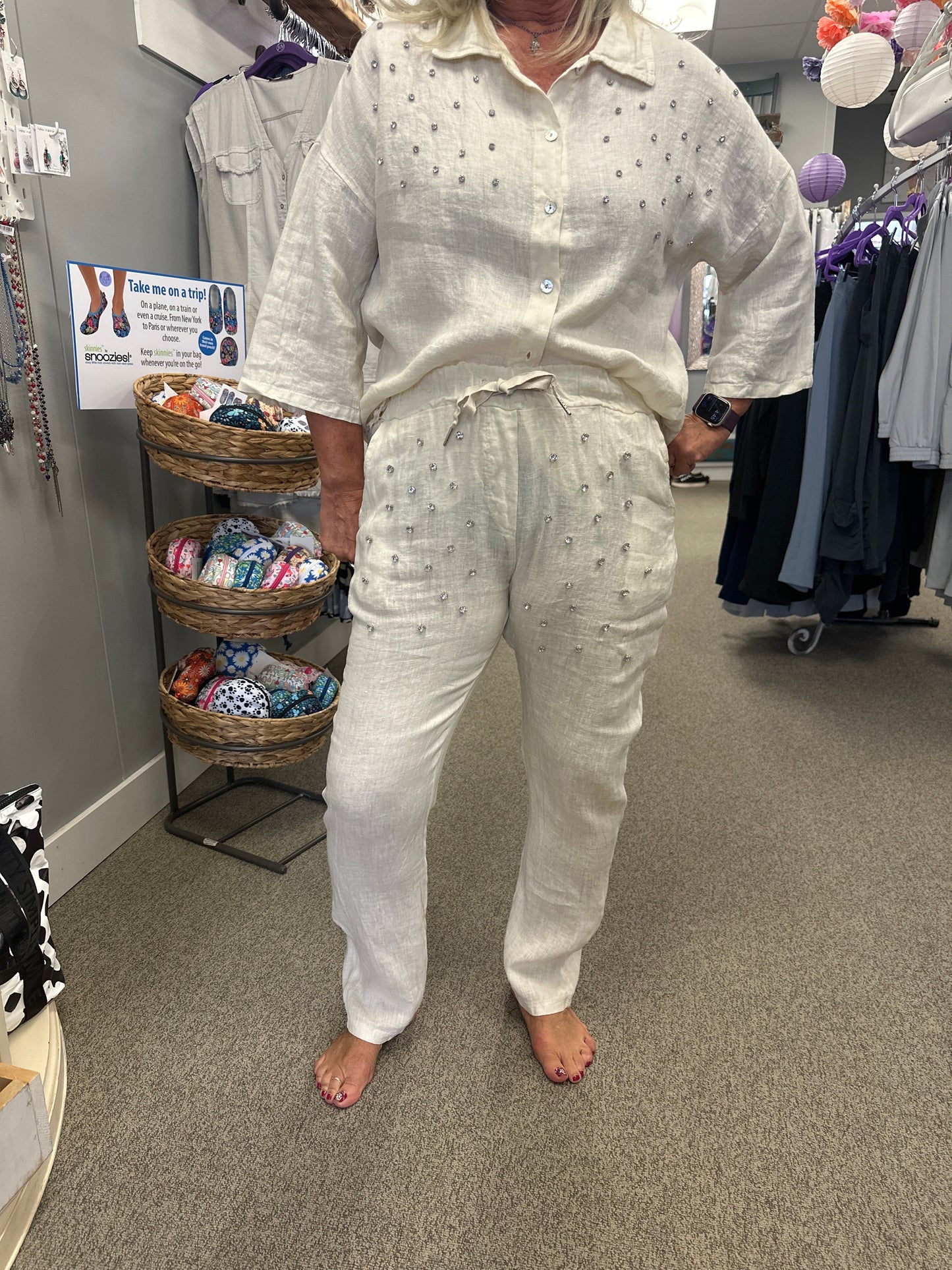 Stud Linen Pant