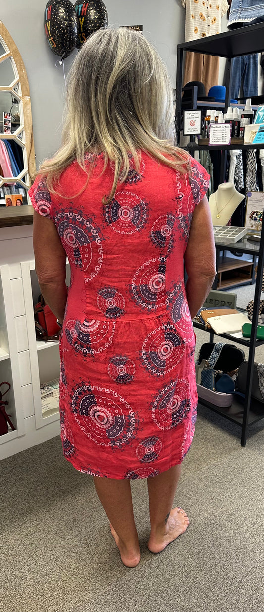 Linen Print Dress