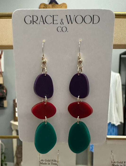 Triple Stone Earrings