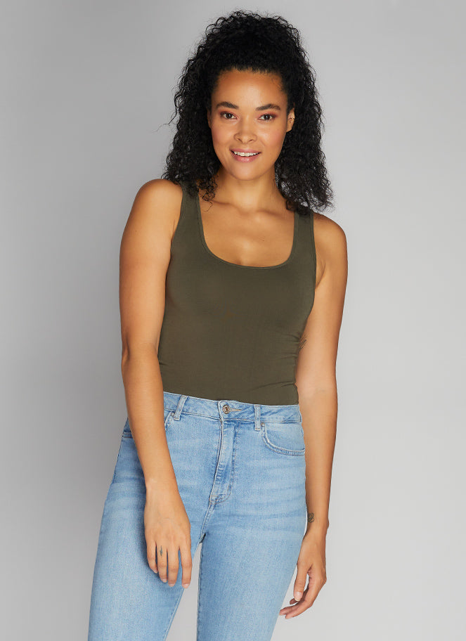 olive green bamboo tank