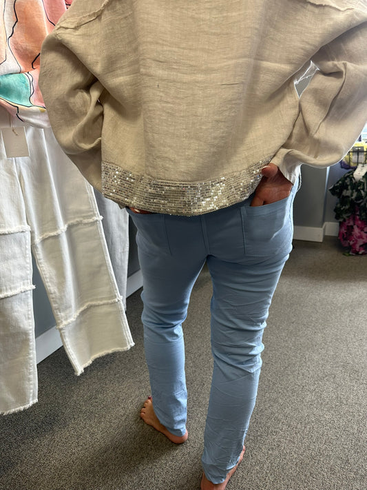 Sky Blue Flower Pant