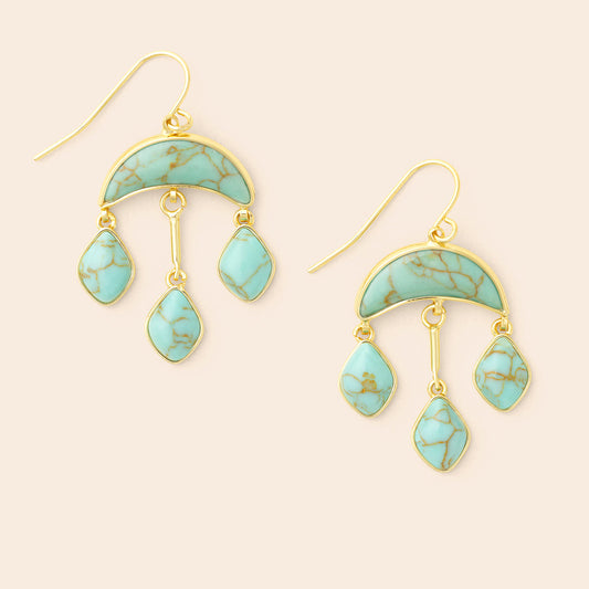 Stone Crescent Drop Earring