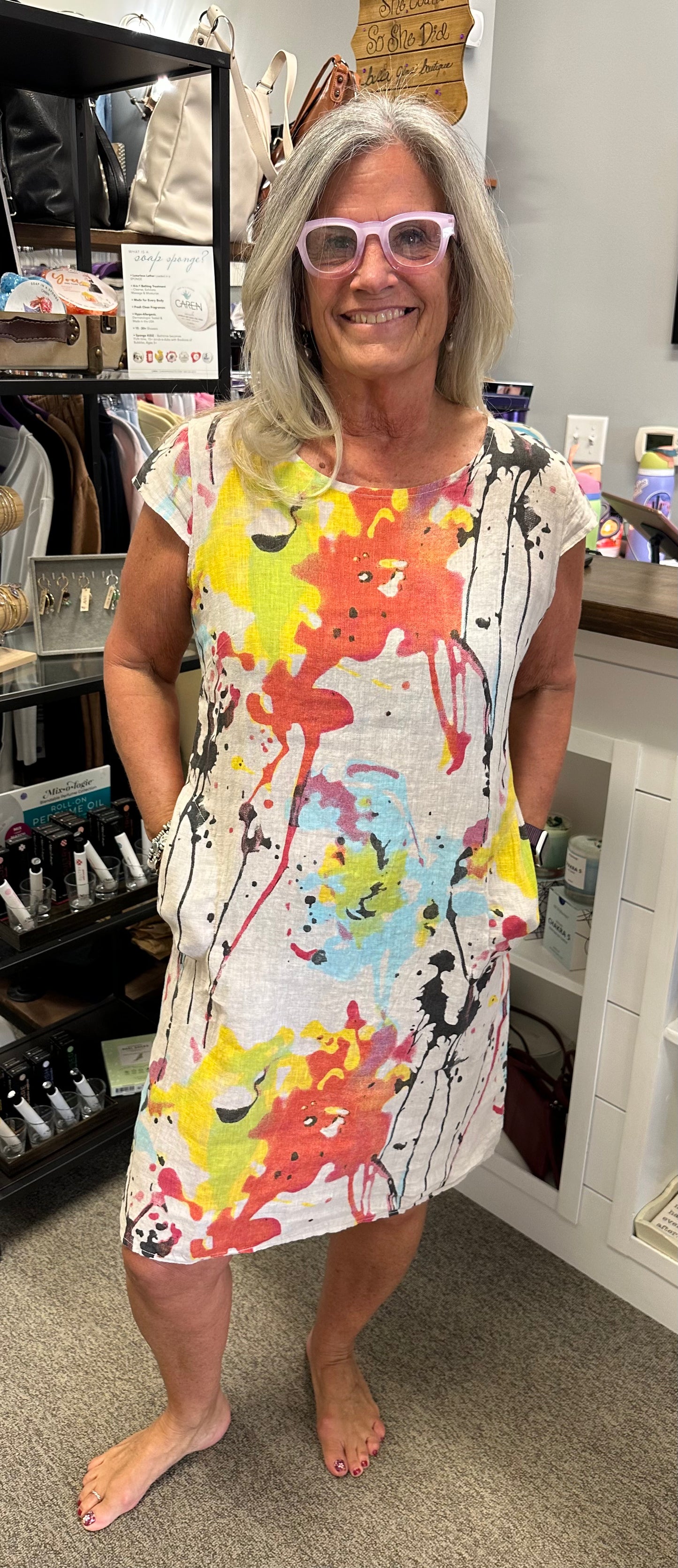 Linen Print Dress