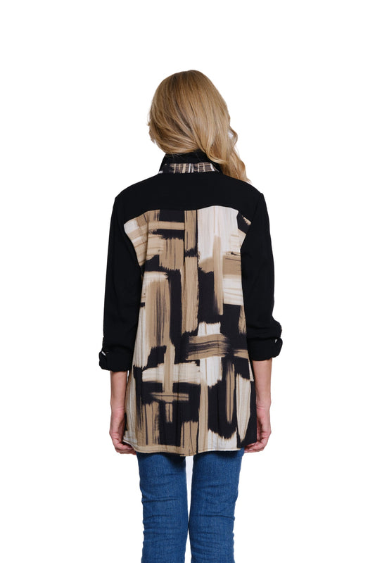 Roll-Tab Sleeve Blouse