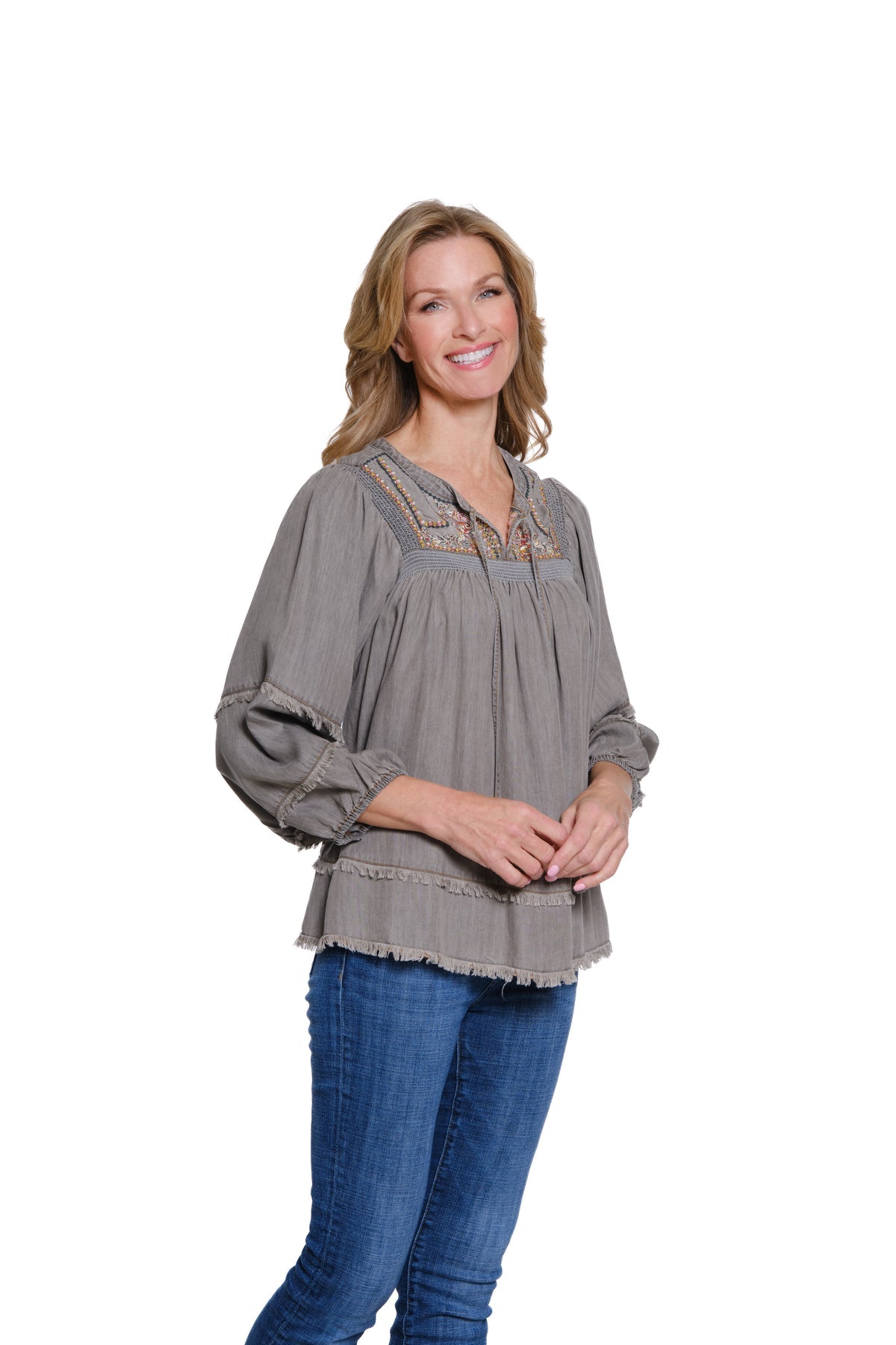 Embroidered Fringe Hemline