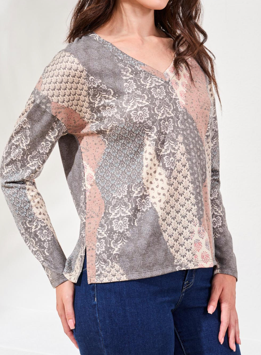 V-Neck Combo Print