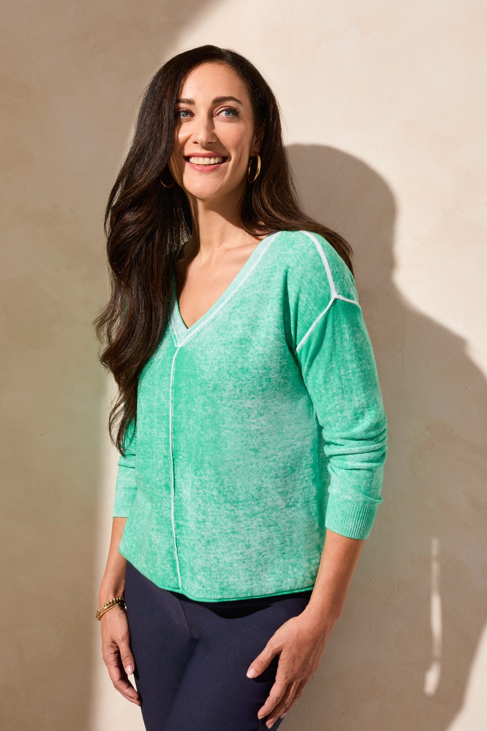 Cotton V-Neck Lightweight Sweater