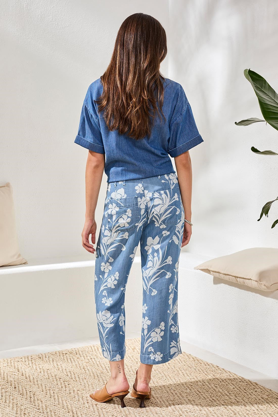 Denim Print Wide Leg