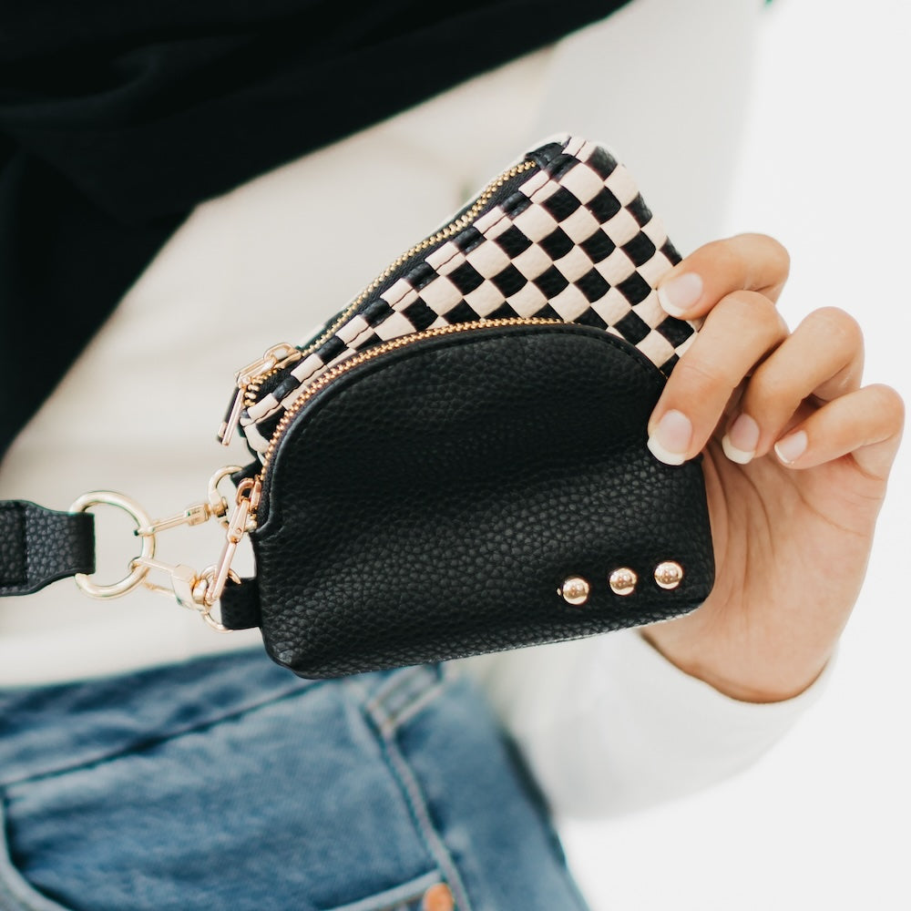 grey woven purse hand purse