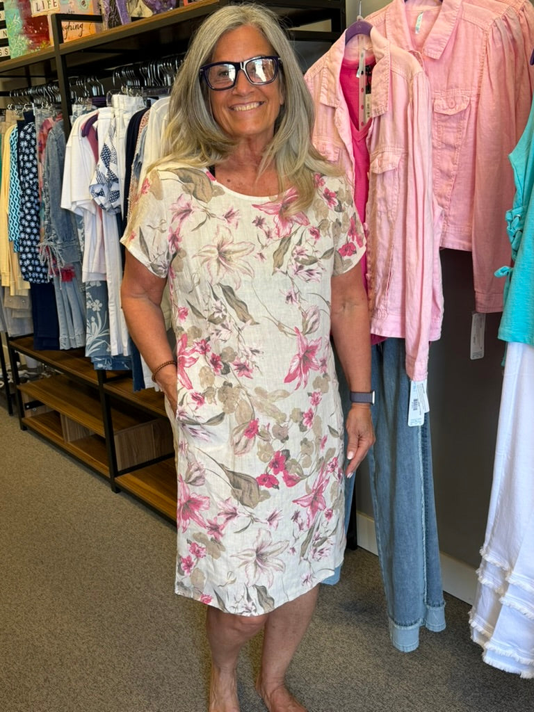 Linen Print Dress