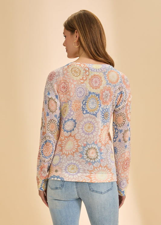 V-Neck Printed Sweater