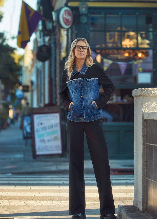 Mixed Media Denim Jacket