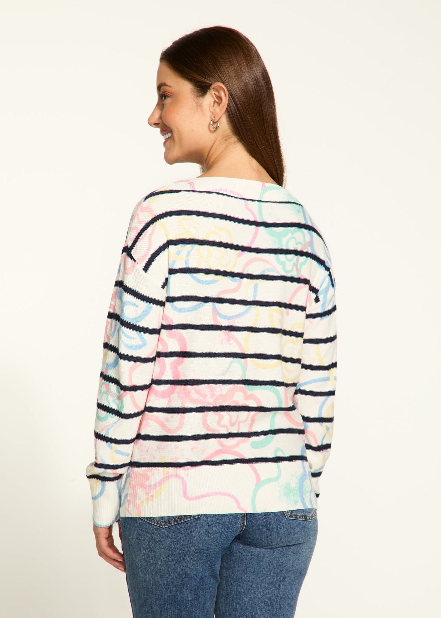 Rosette Print Boat Neck