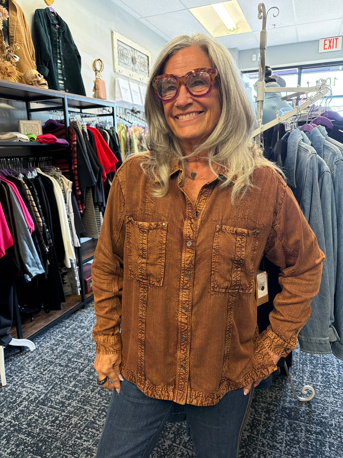 Chocolate Button Down Top
