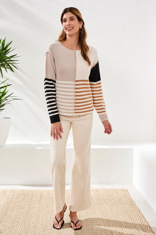 Multi Stripe Boat Neck