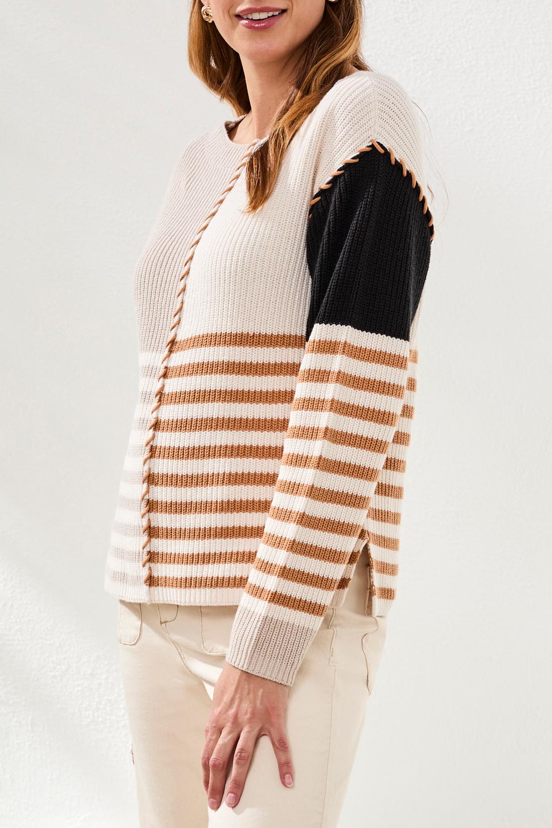 Multi Stripe Boat Neck