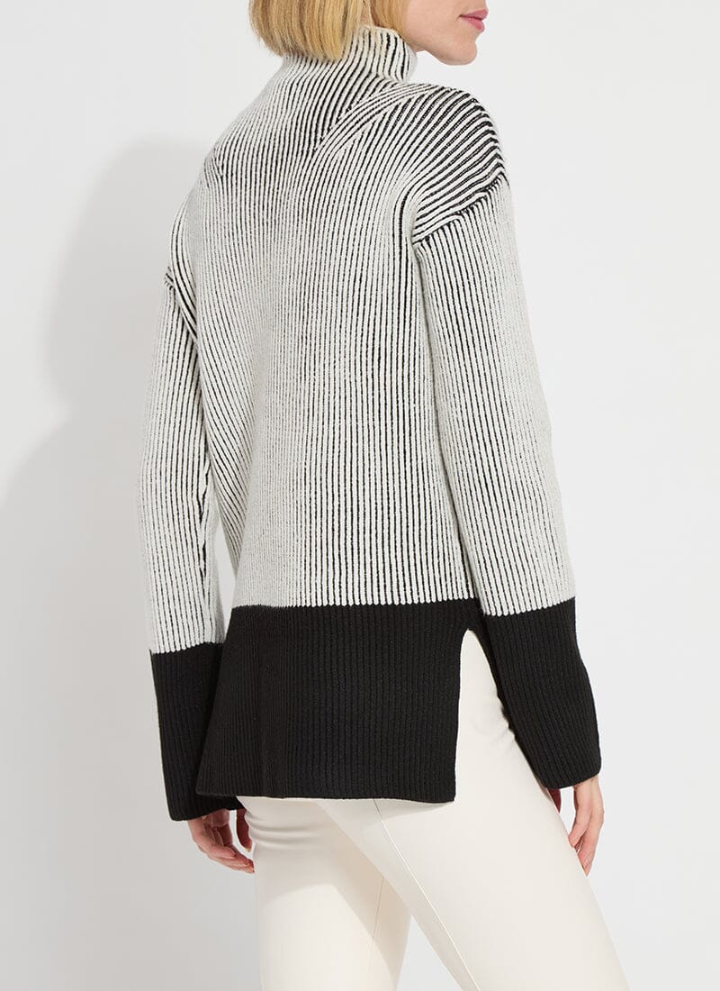 Alia Cozy Rib Pullover grey striped comfy color block sweater