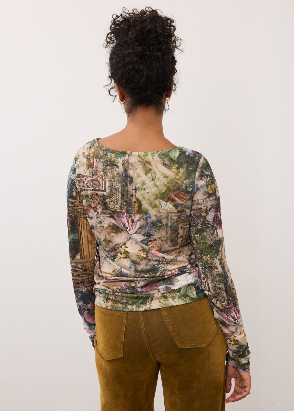 Ruched Sleeve Scoop Neck