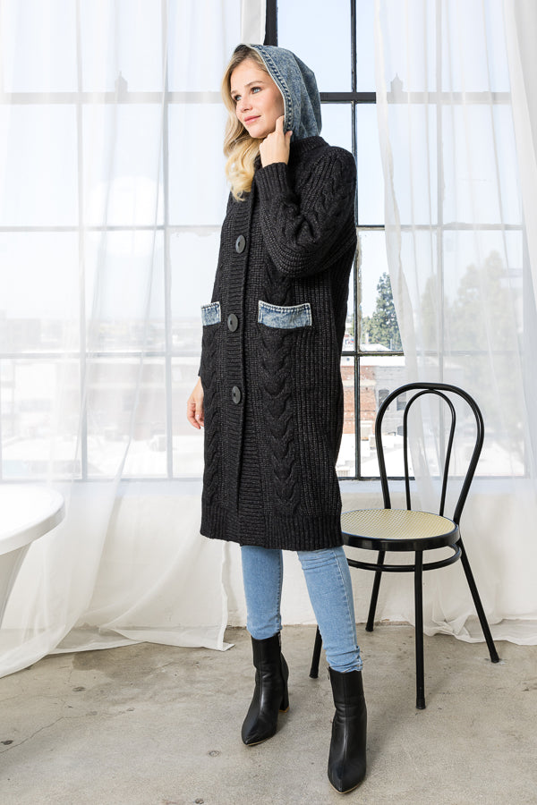 sweater coat, cute long sweater, black sweater