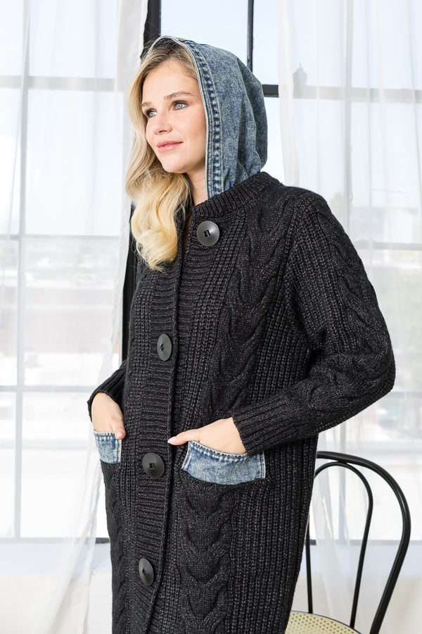 sweater coat, cute long sweater, black sweater