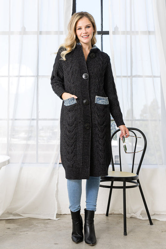 sweater coat, cute long sweater, black sweater