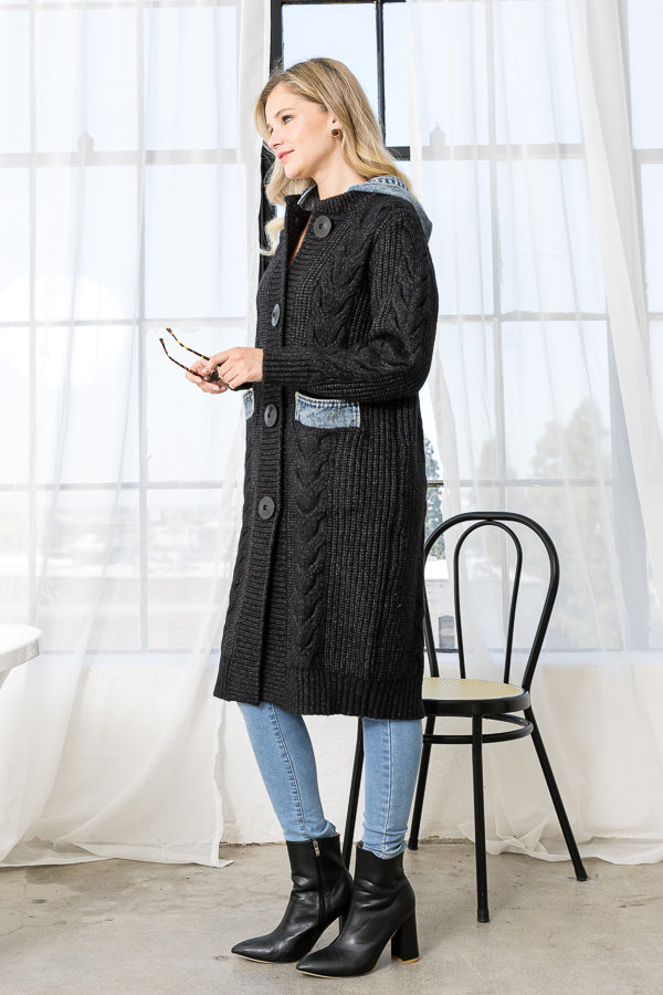 sweater coat, cute long sweater, black sweater