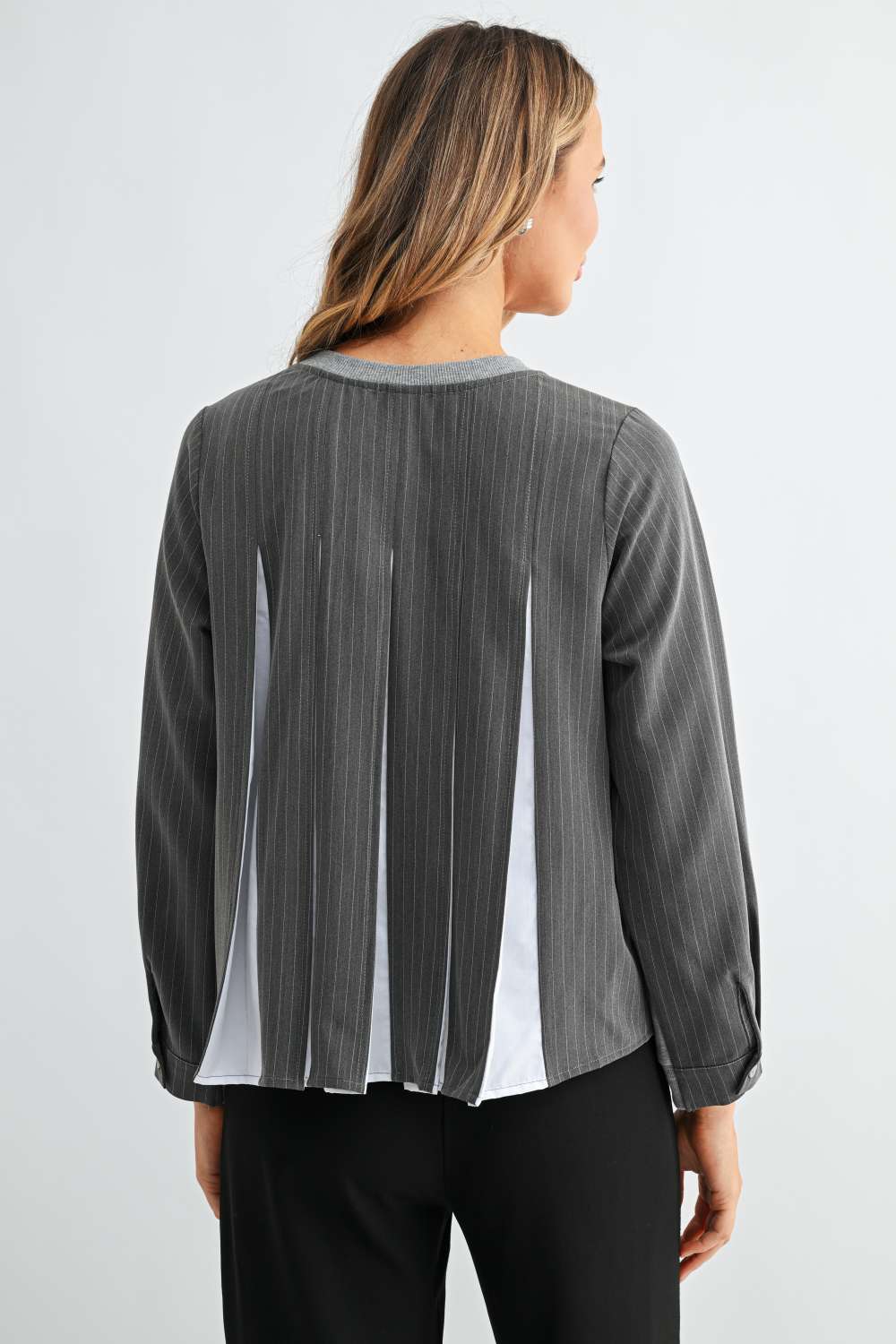 Karter Pinstripe Pleated Top