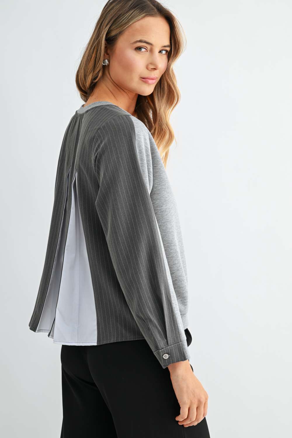 Karter Pinstripe Pleated Top