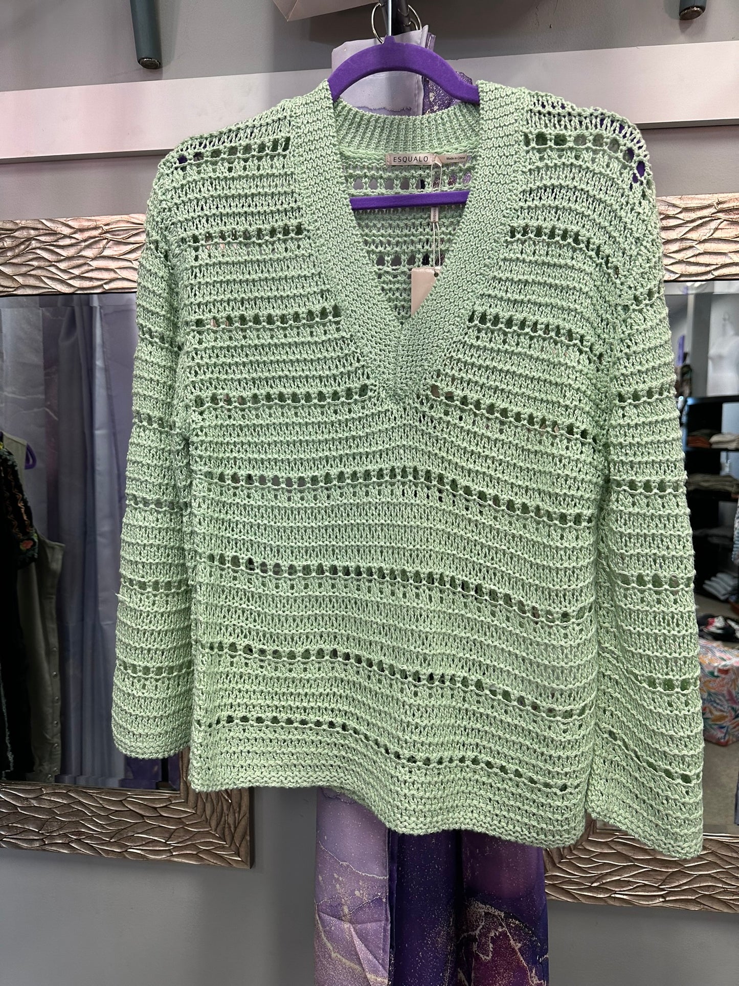 V-neck Pistachio Sweater