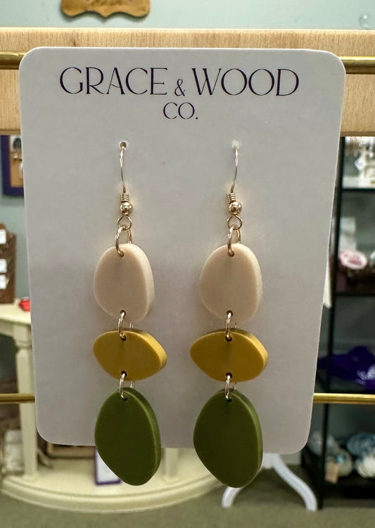 Triple Stone Earrings