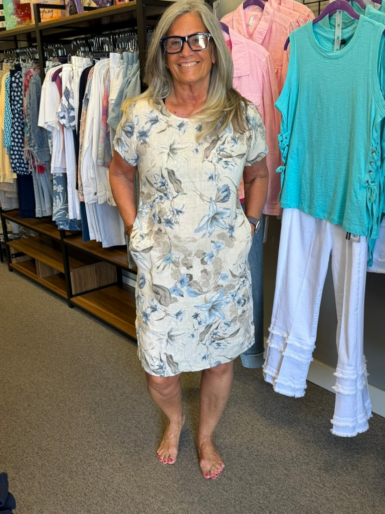 Linen Print Dress