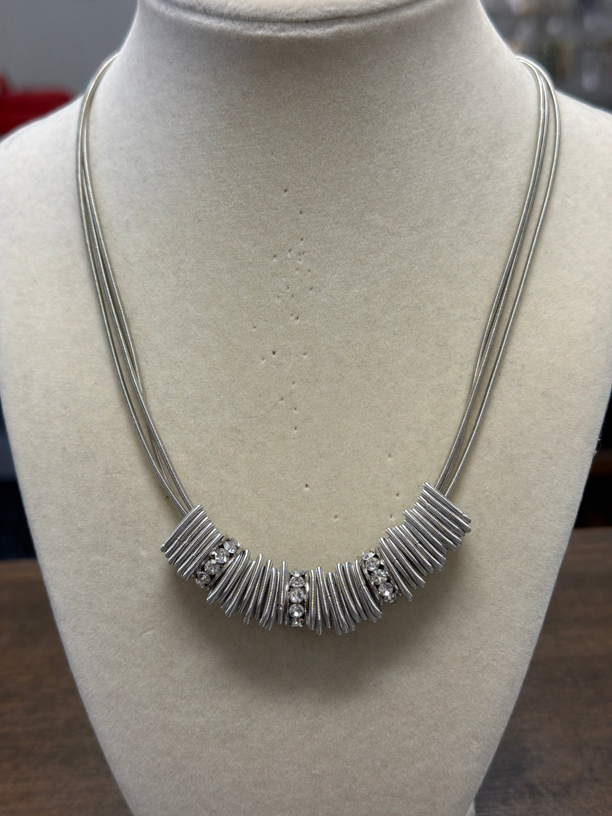 Wire Ring Necklace with Crystal Beads