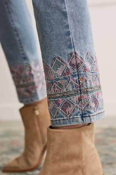 Audrey Embroidered Straight Leg