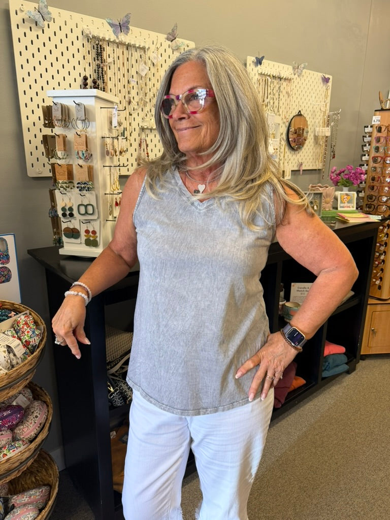 Cotton Sleeveless V-Neck