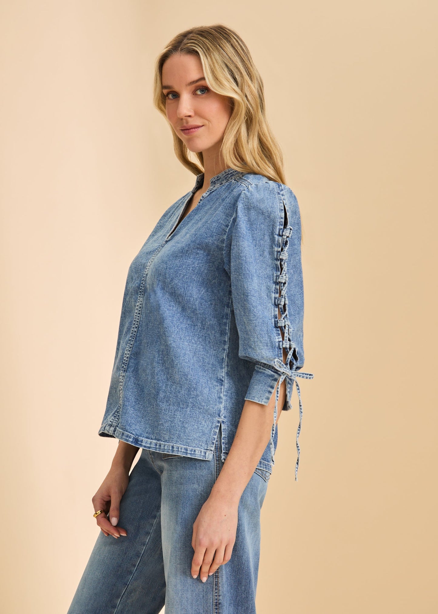 Lace Up Sleeve Shirt